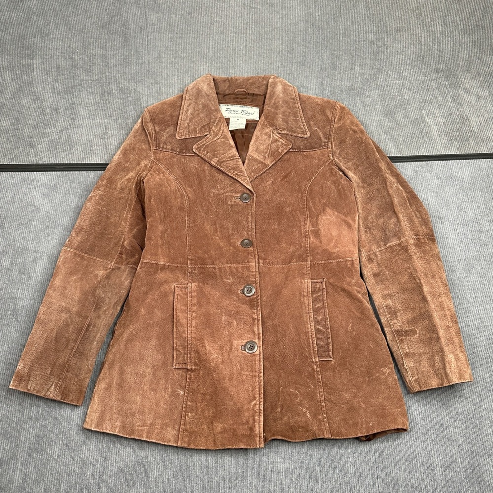 Paris Blues Outerwear Brown Suede Leather Jacket Y2k Vintage Womens Medium Coat